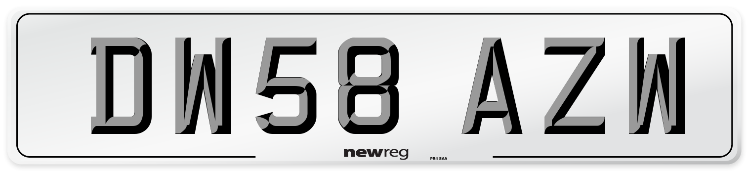 DW58 AZW Number Plate from New Reg
